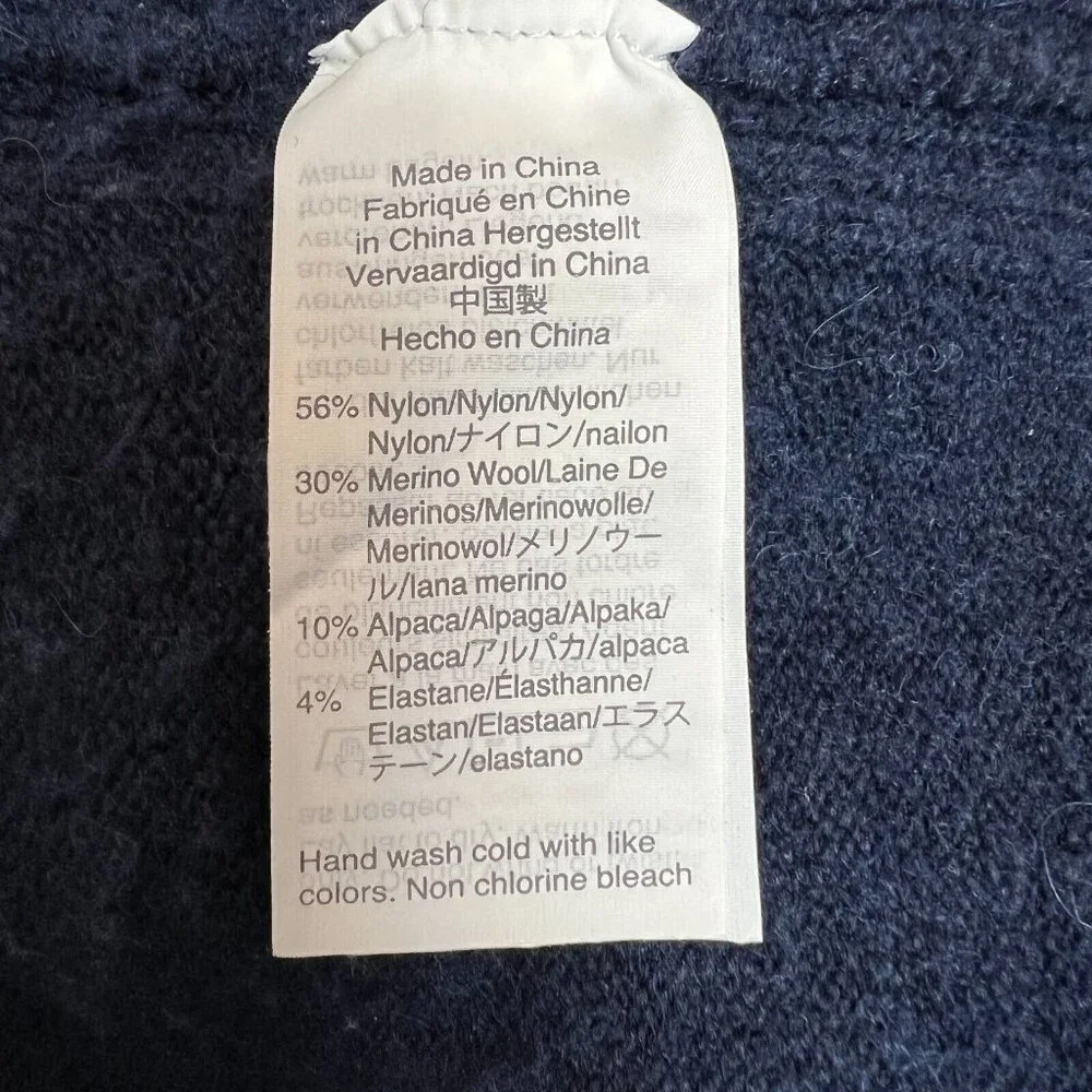 J.‎ Crew V-Neck Sweater In Yarn Womens Medium Navy Blue Merino Wool Alpaca Knit